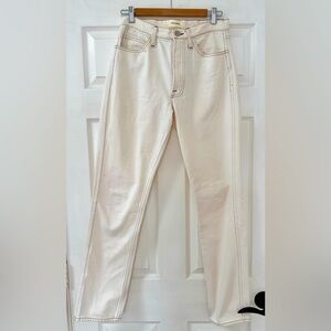 Frame straight/ boyfriend, cream jeans.